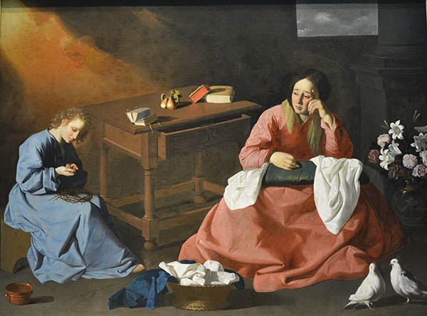 Christ and the Virgin in the House of Nazareth (circa 1640) by Francisco de Zurbaran (1598-1664). Cleveland Museum of Art. 