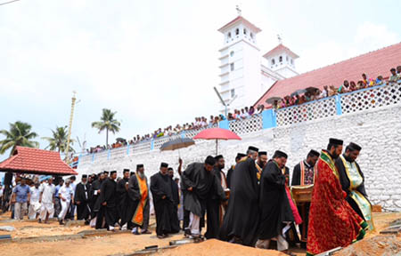 Procession with the Body of V. Rev. Joseph Pukkunnel Corepiscopa from Church to the Cemetery for Burial