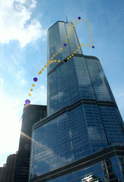 floating rosary in Chicago near Trump Tower