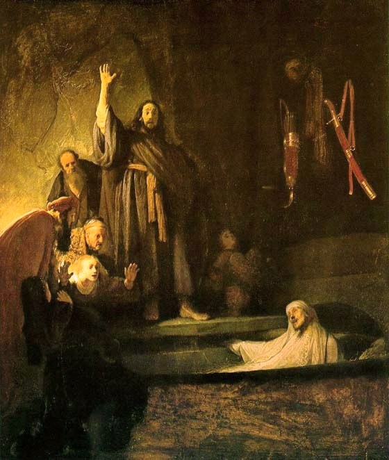 Jesus Raising Lazarus - by Rembrandt