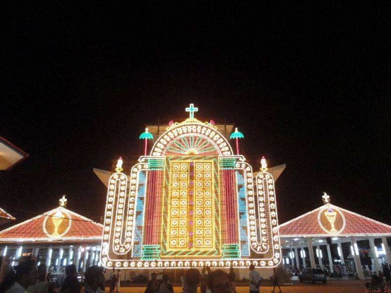 Illumination in St Mary's Jacobite Syrian Orthodox Cathedral Manarcad on the feast of St. Mary in Eight day lent.