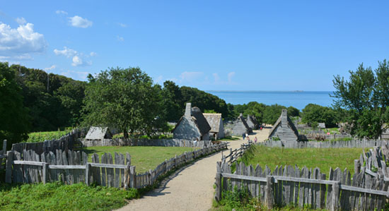 Pilgrim Colony in Plymouth Plantation as viewd from the Church