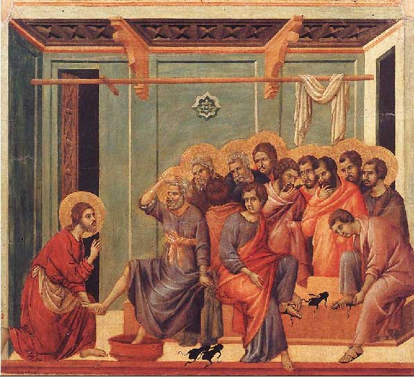 Jesus Washing the Feet of Disciples by Duccio di Buoninsegna (1308-1311)